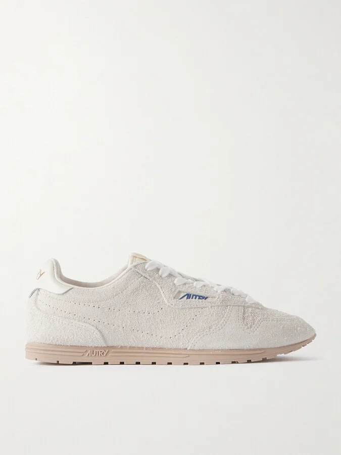 Autry - Windspin Leather-trimmed Perforated Brushed Suede Sneakers - White