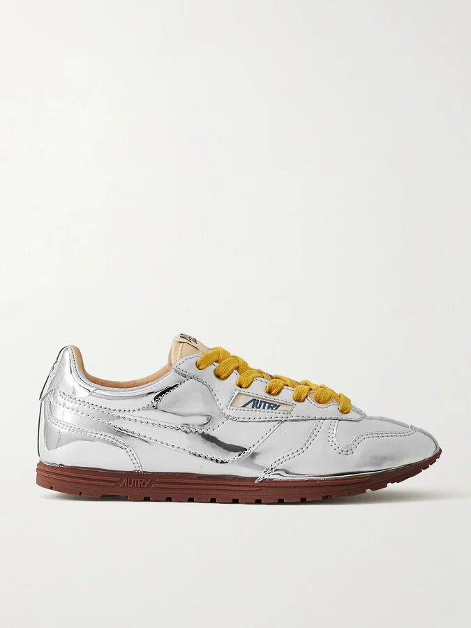 Autry - Windspin Low Canvas-trimmed Mirrored-vinyl Sneakers - Silver