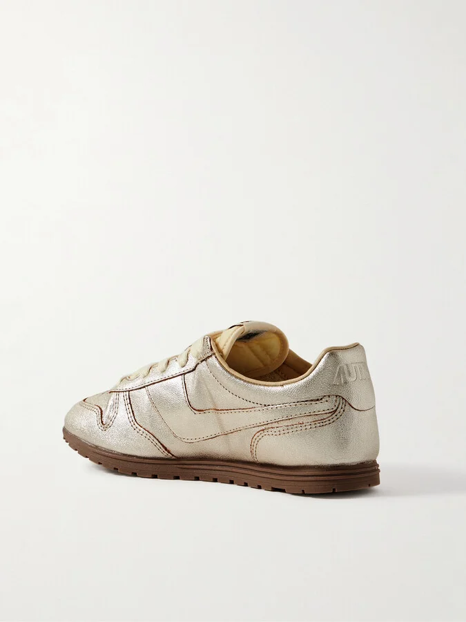 Autry - Windspin Metallic Leather Sneakers - Silver - Image 3