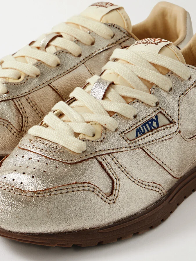 Autry - Windspin Metallic Leather Sneakers - Silver - Image 4