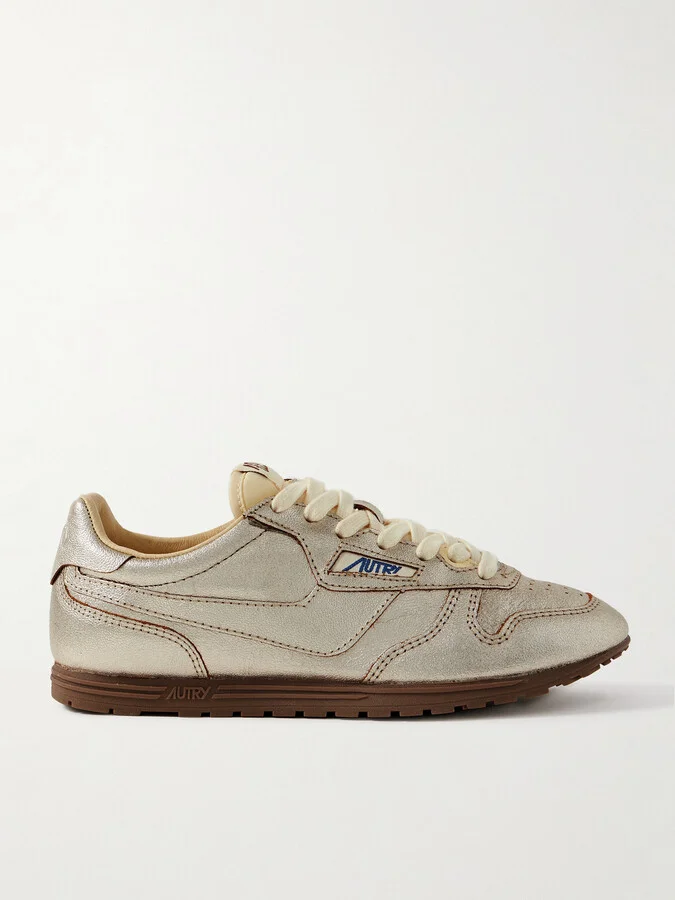 Autry - Windspin Metallic Leather Sneakers - Silver