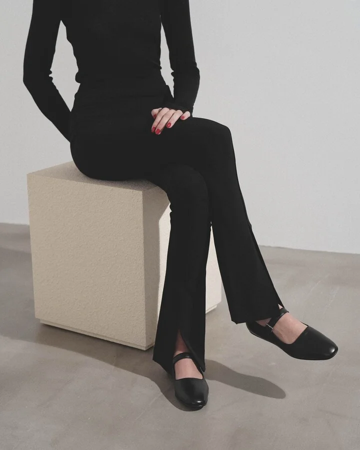 Ava black leather ballerinas - Image 2