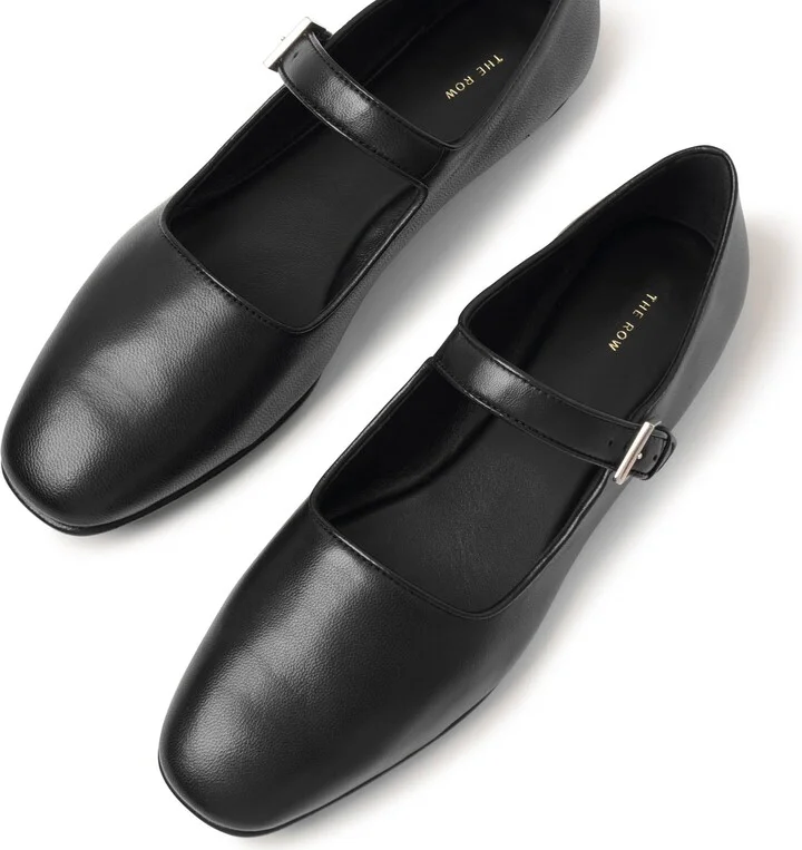 Ava black leather ballerinas - Image 5