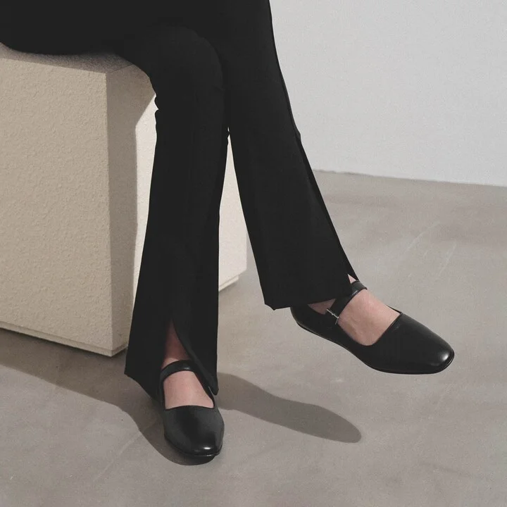 Ava black leather ballerinas - Image 6
