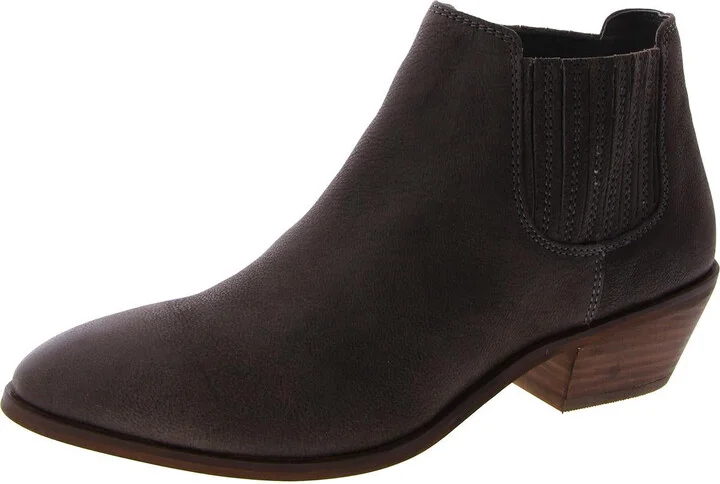 Ava Western Womens Leather Slip-On Ankle Boots