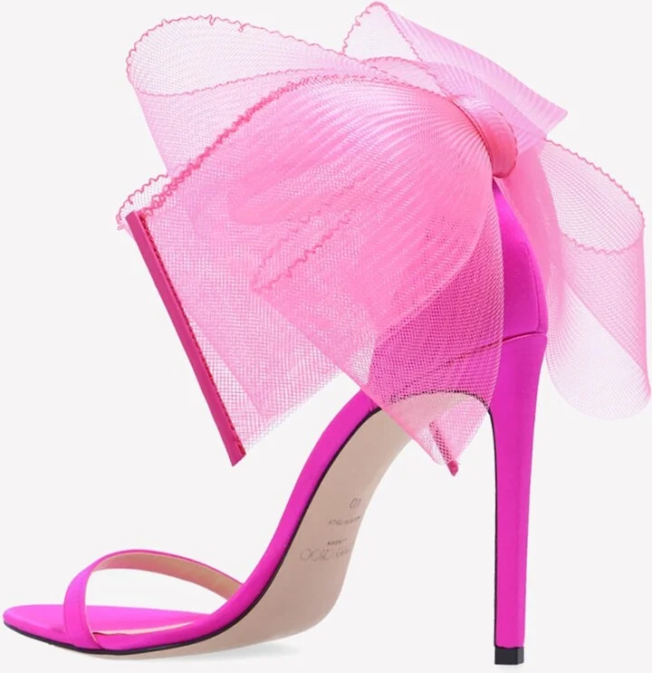 Aveline 100 Asymmetric Grosgrain Mesh Bows Sandals - Image 2