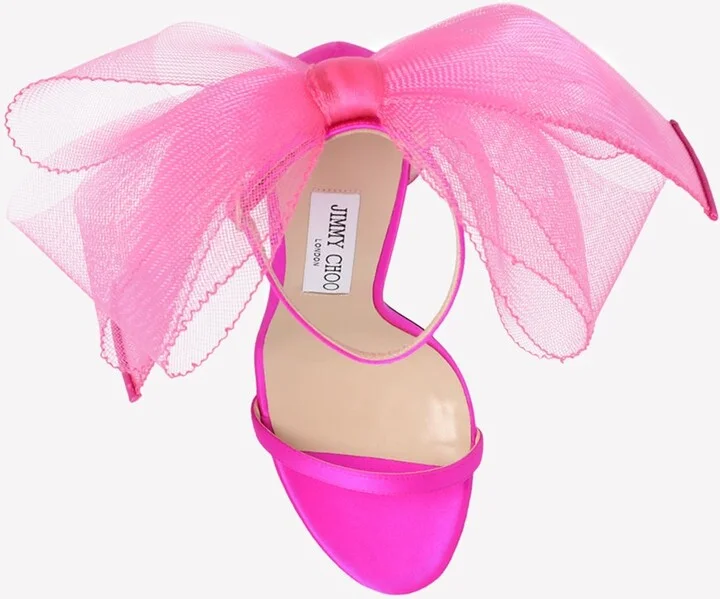 Aveline 100 Asymmetric Grosgrain Mesh Bows Sandals - Image 3