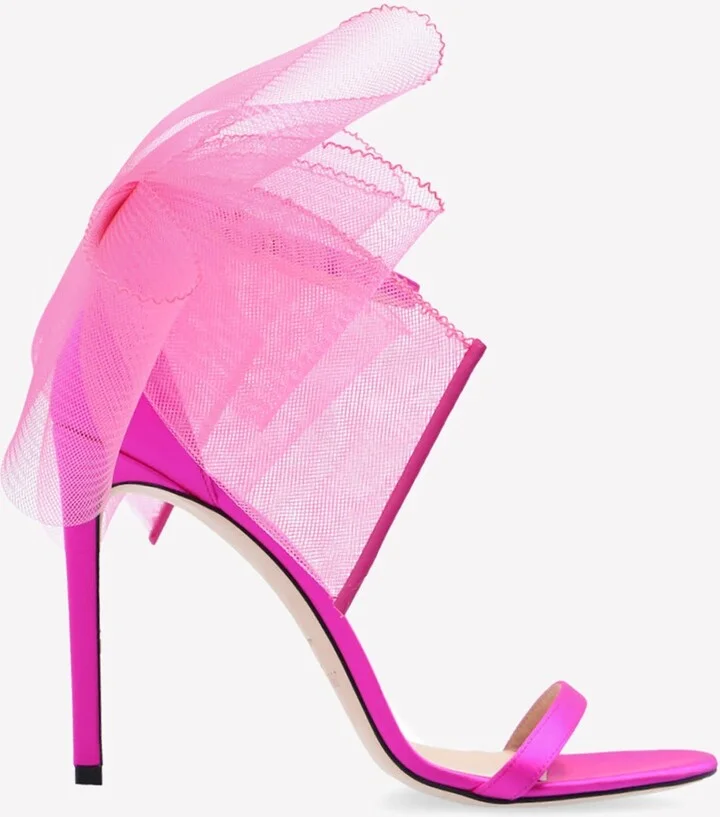Aveline 100 Asymmetric Grosgrain Mesh Bows Sandals