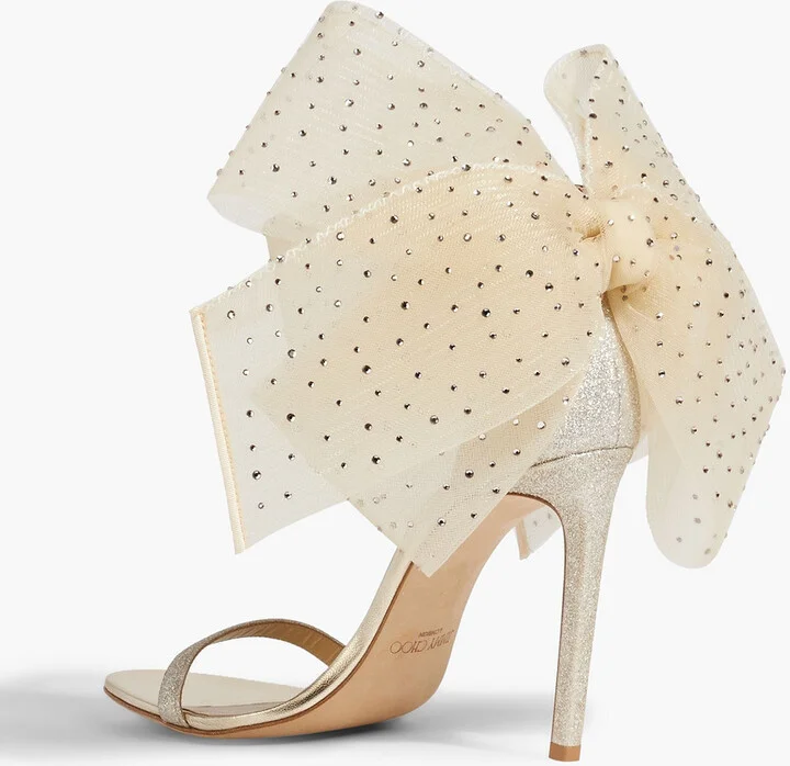 Aveline 100 bow-detailed glittered woven sandals - Image 3