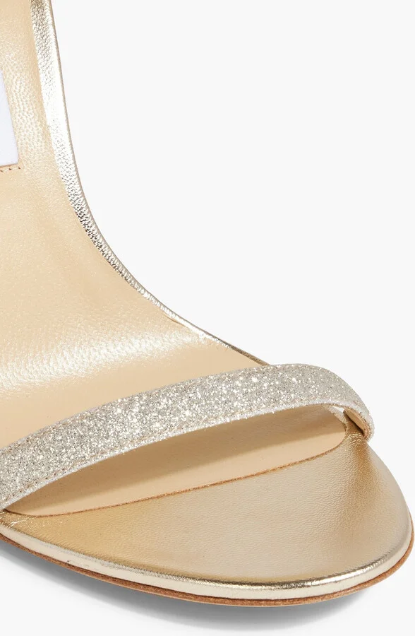 Aveline 100 bow-detailed glittered woven sandals - Image 4