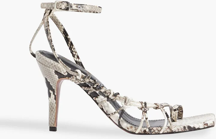 Aventura Nocturna snake-effect leather sandals