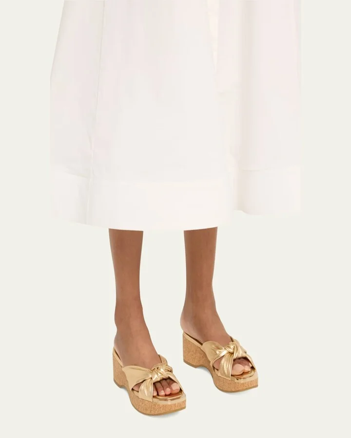 Avenue Leather Crisscross Wedge Sandals - Image 3