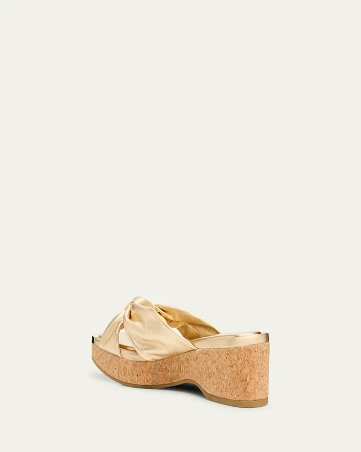 Avenue Leather Crisscross Wedge Sandals - Image 5