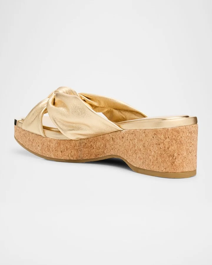 Avenue Leather Crisscross Wedge Sandals - Image 3