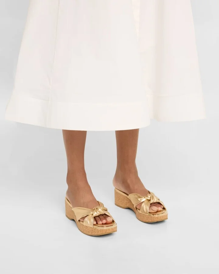 Avenue Leather Crisscross Wedge Sandals - Image 8