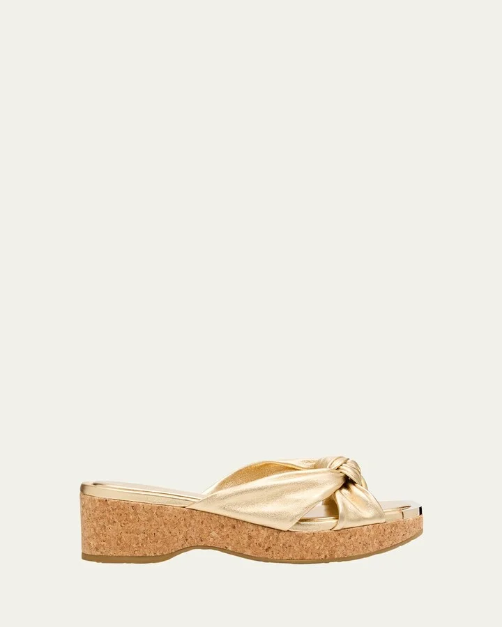 Avenue Leather Crisscross Wedge Sandals