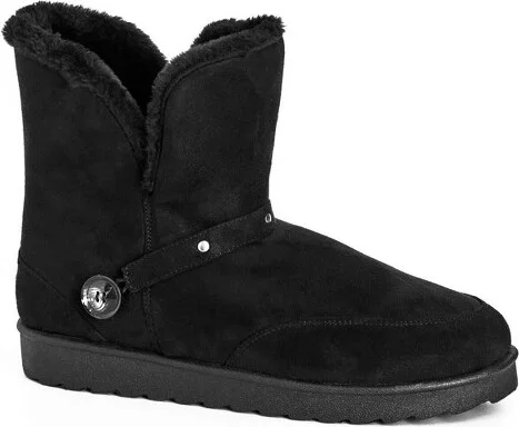 Avenue Women's Wide Width Faux Fur Slip On Buckle Bootie - 8 W, Black