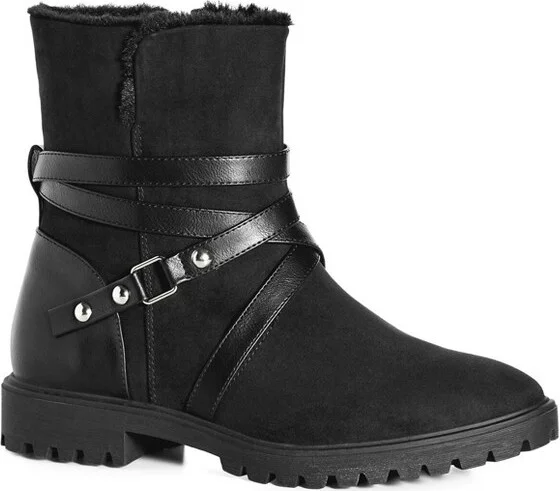 Avenue Women's Wide Width Hadley Moto Boot - 7 W, Black