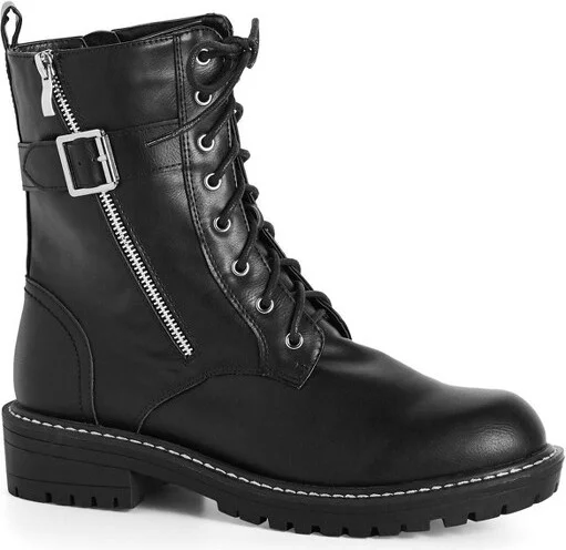 Avenue Women's Wide Width Ocean Lace Up Boot - 10 W, Black