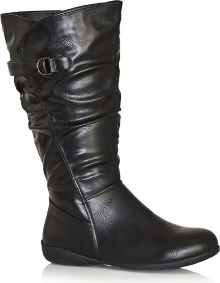 Avenue Women's Wide Width Tall Scrunch Boot - 7 W, Black