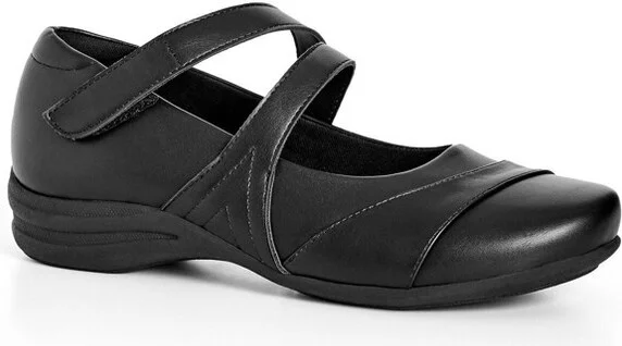 Avenue Women's Wide Width The Brooklyn Crossover Strap Flat - 10 W, Black