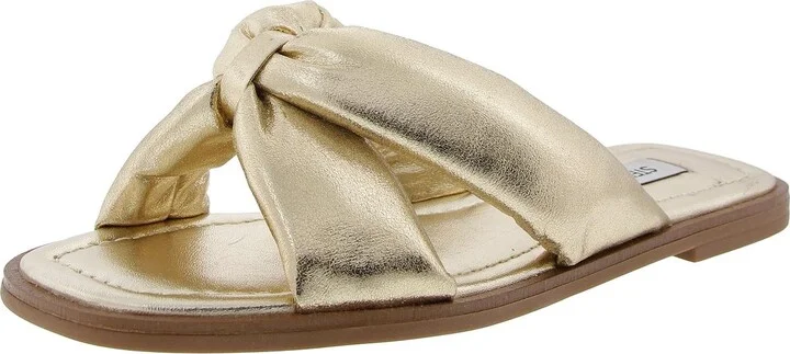 Avianna Womens Criss-Cross Faux Leather Slide Sandals