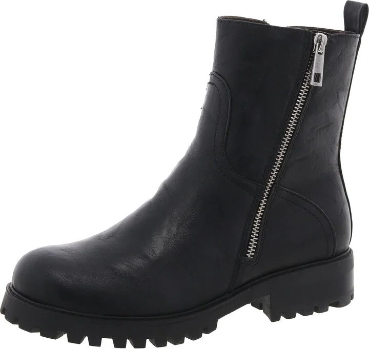 AVIVA Womens Lugged Sole Faux Leather Mid-Calf Boots