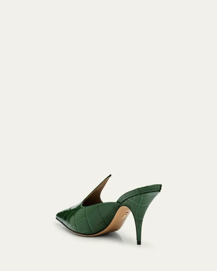 Avril Croc-Embossed Leather Mule Pumps - Image 2