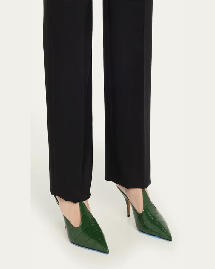 Avril Croc-Embossed Leather Mule Pumps - Image 6