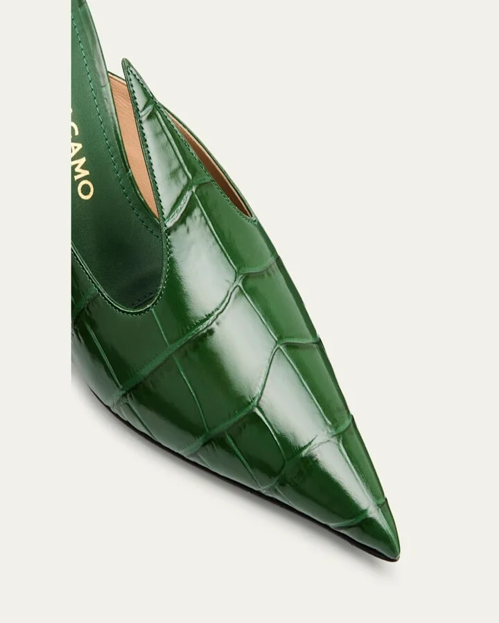 Avril Croc-Embossed Leather Mule Pumps - Image 9