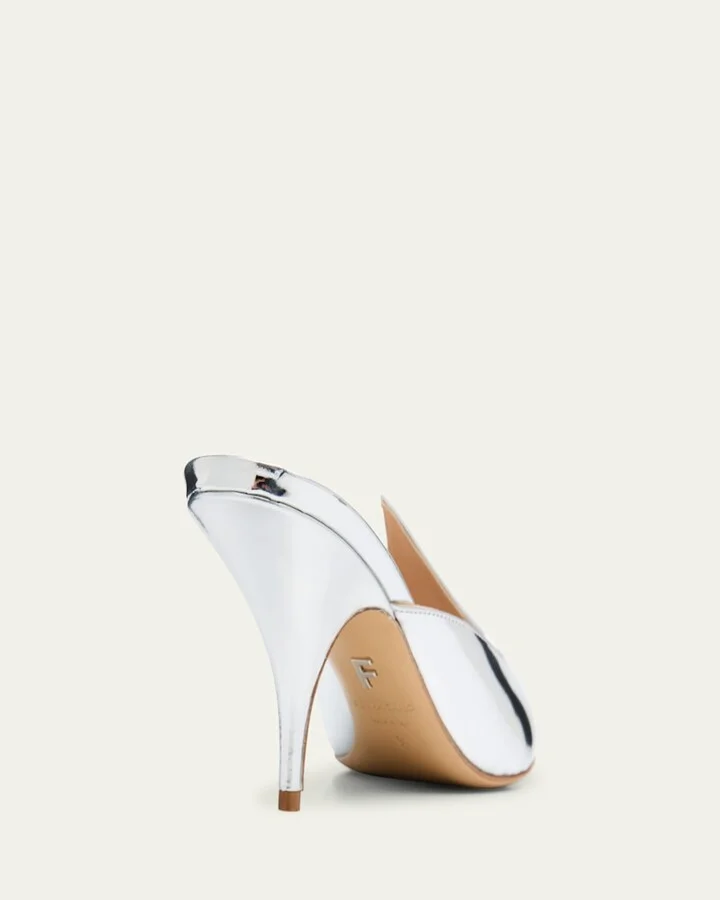 Avril Metallic Leather Mule Pumps - Image 3