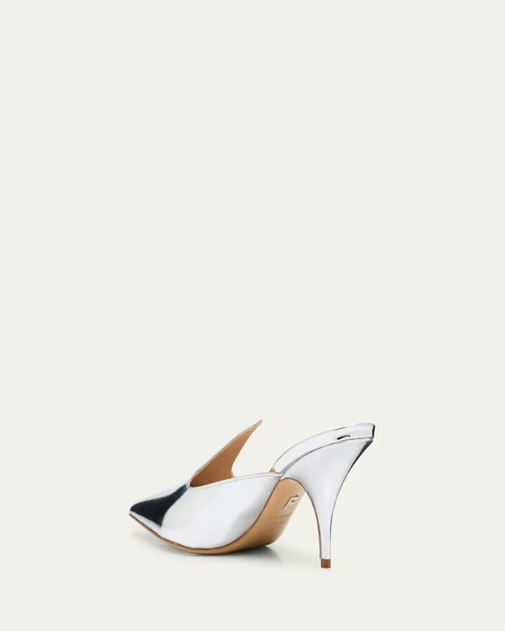 Avril Metallic Leather Mule Pumps - Image 4