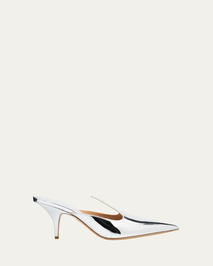 Avril Metallic Leather Mule Pumps