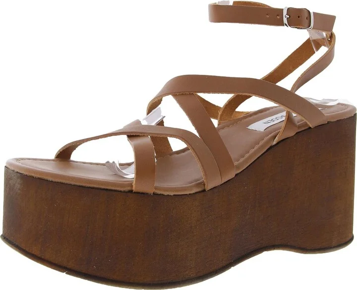 Avril Womens Strappy Leather Platform Sandals