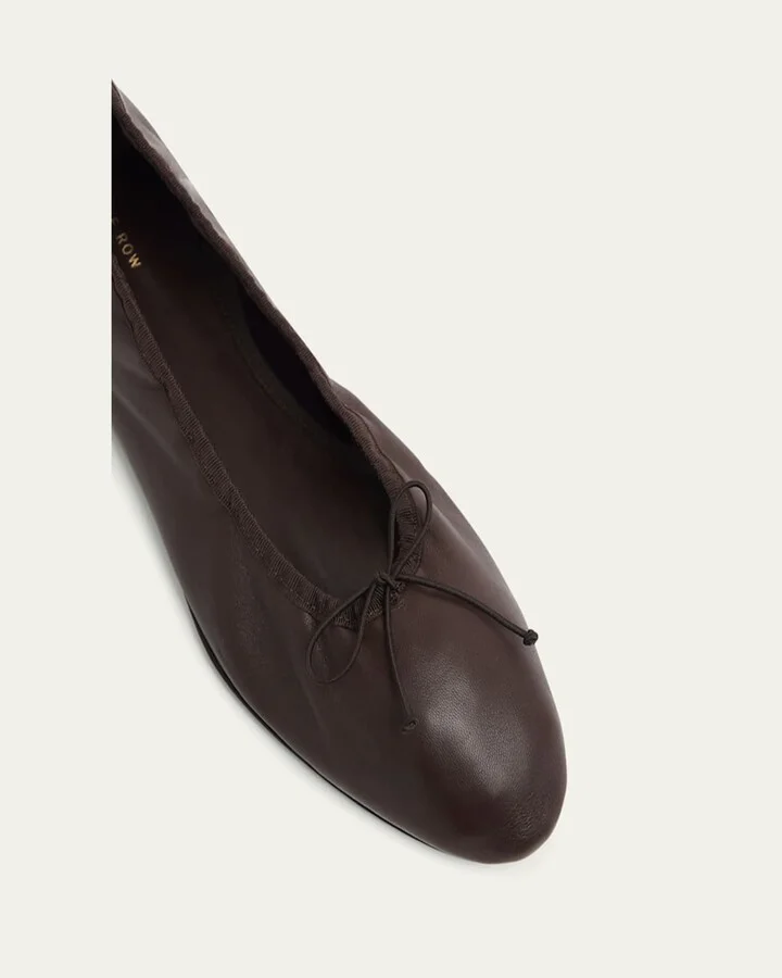 Awar Leather Bow Ballerina Flats - Image 7