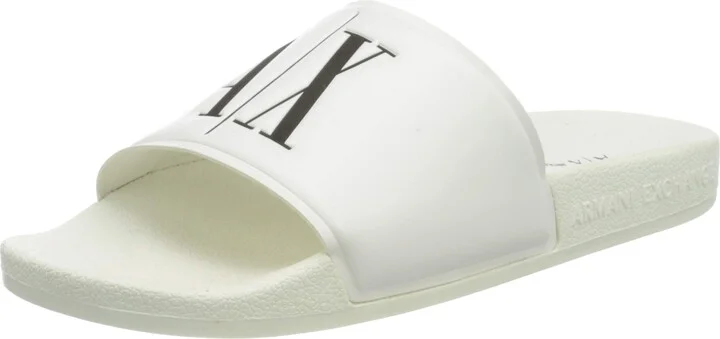 AX Armani Exchange womens Icon Project Logo Slip on Slide Sandal