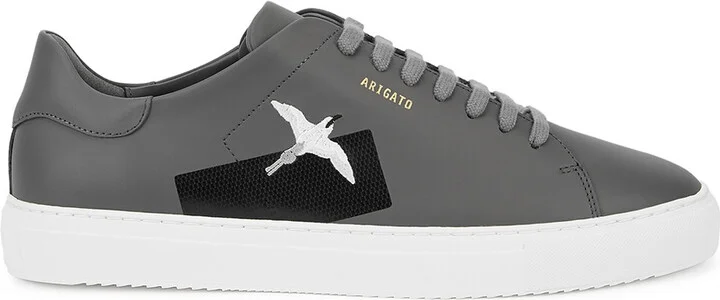 Axel Arigato Clean 90 Grey Embroidered Leather Sneakers