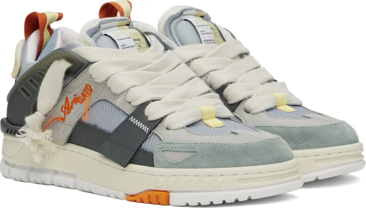 Axel Arigato Gray & Blue Area Patchwork Sneakers - Image 4