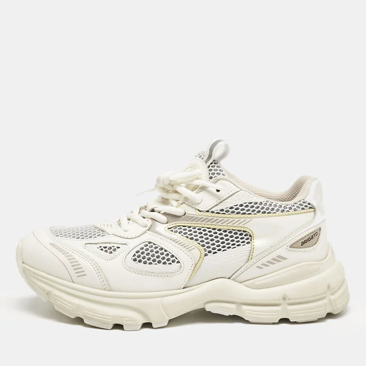 Axel Arigato White/Grey Mesh and Leather Marathon Runner Sneakers Size 38
