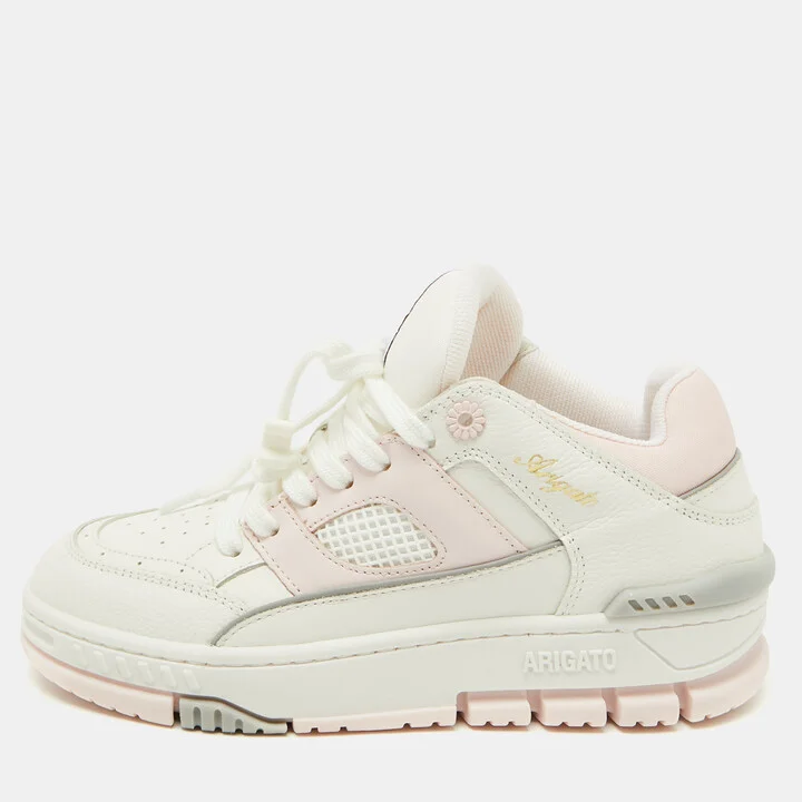 Axel Arigato White/Light Pink Leather Area Low Top Sneakers Size 37