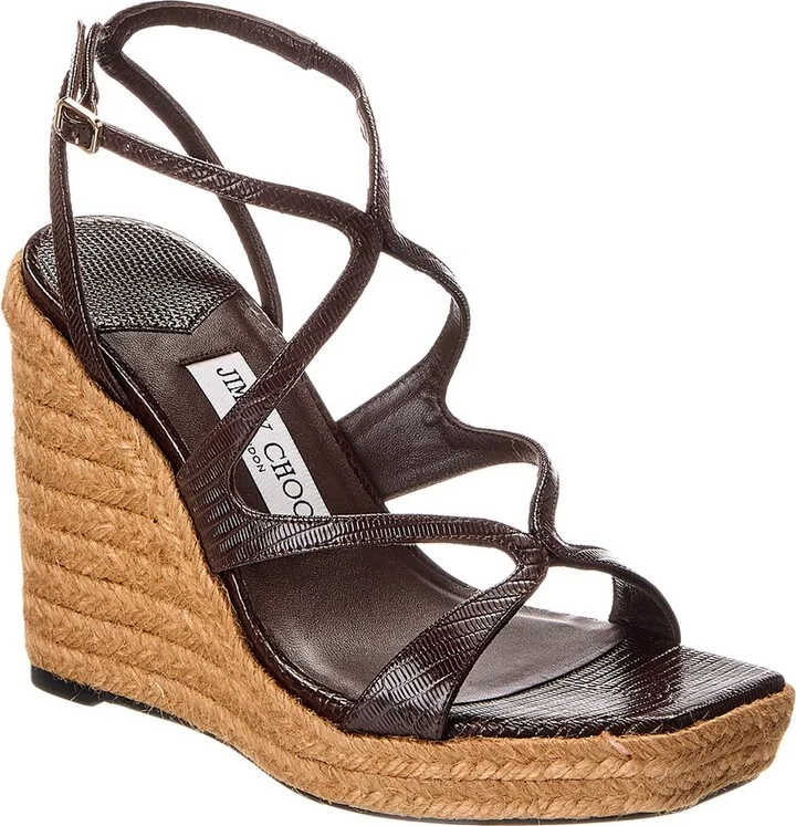 Ayla 110 Lizard-Embossed Leather Wedge Sandal