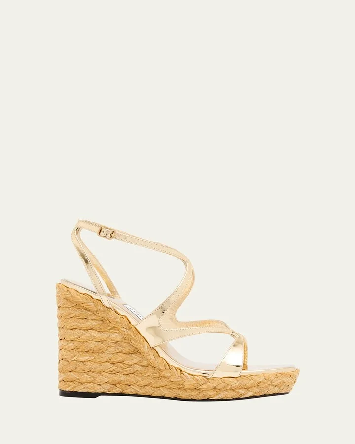 Ayla 110 Metallic Leather Wedge Sandals