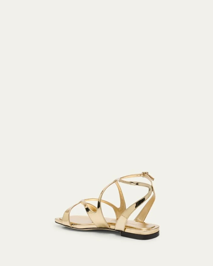 Ayla Metallic Leather Ankle-Strap Sandals - Image 9