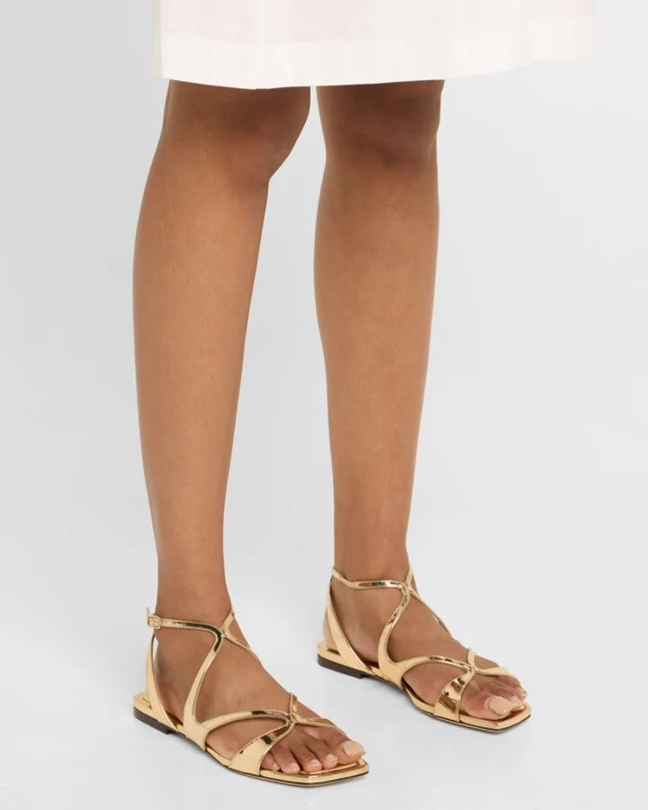 Ayla Metallic Leather Ankle-Strap Sandals - Image 7