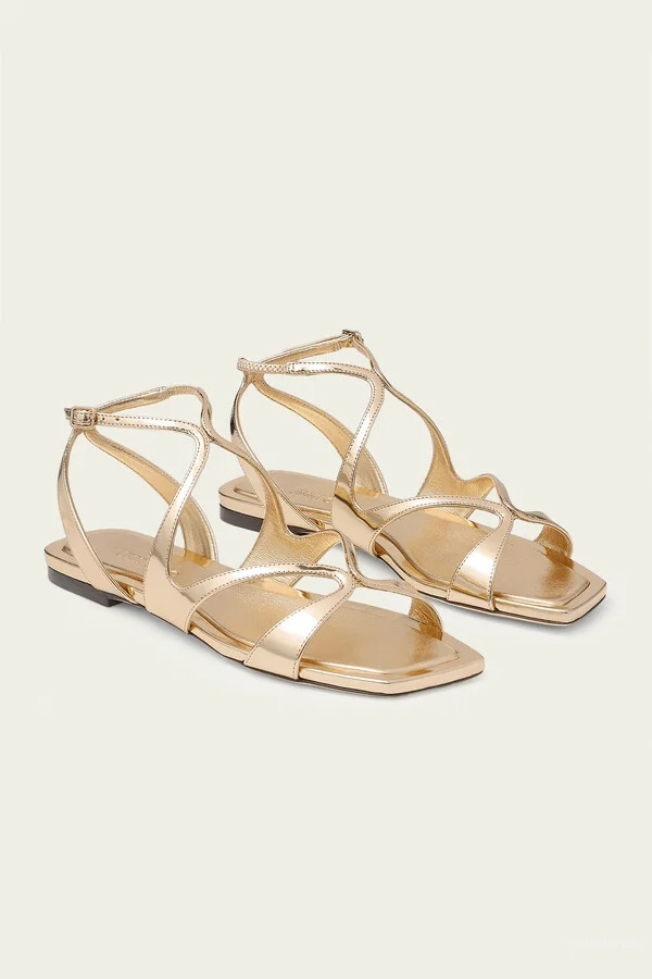 Ayla Metallic Leather Flats in Gold - Image 2