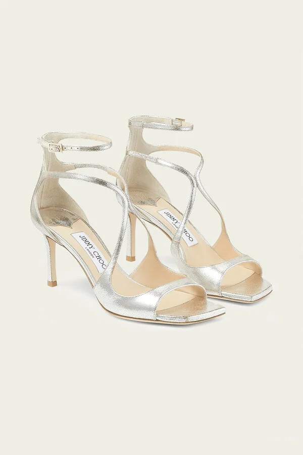 Azia 75 Glitter Leather Sandals in Champagne - Image 2