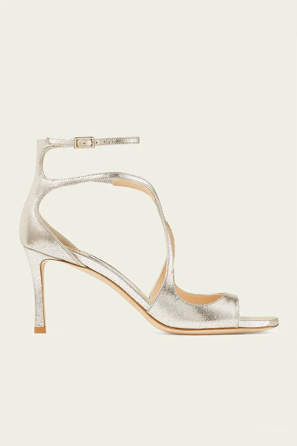 Azia 75 Glitter Leather Sandals in Champagne