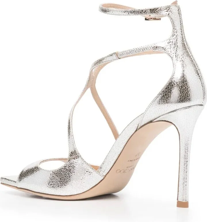 Azia 95mm metallic leather sandals - Image 3