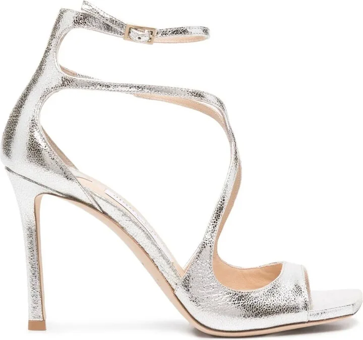Azia 95mm metallic leather sandals