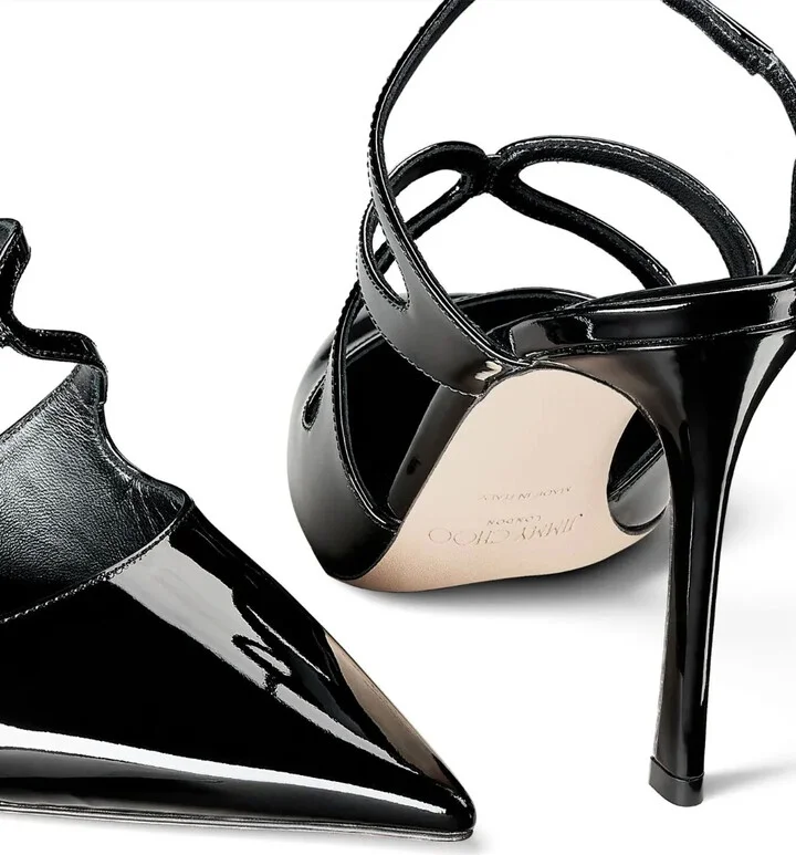 Azia 95mm patent-finish leather pumps - Image 3